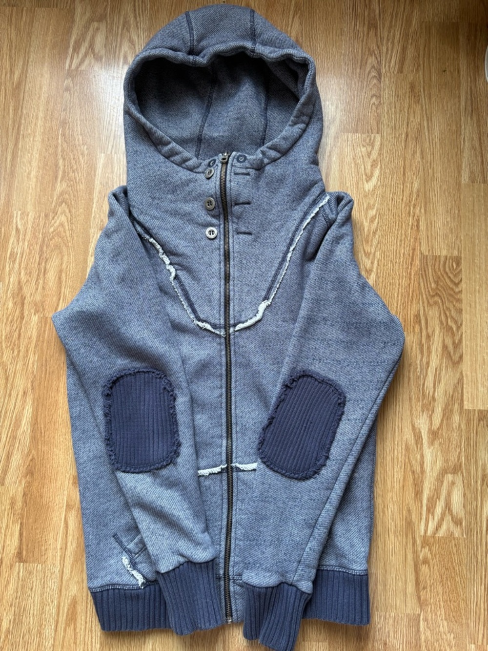 Diesel hoodie distressed tag size L but fits M -EXTRA SLIM fit with elbow patch